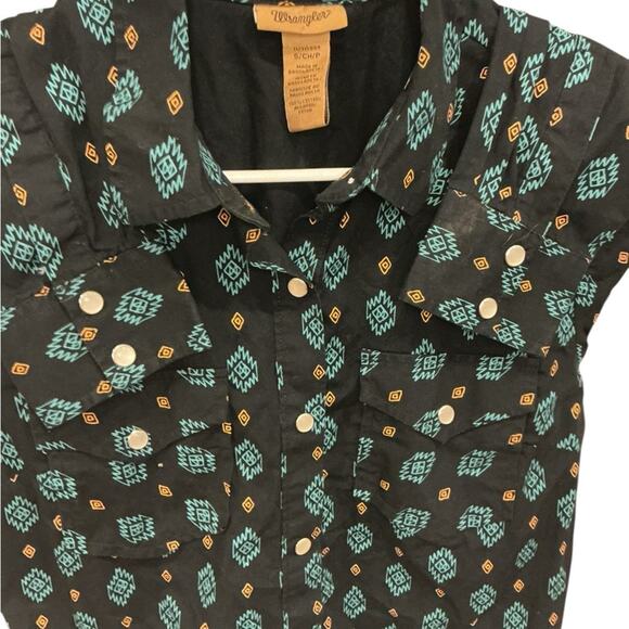 Vintage Wrangler Black Western Snap Shirt - Aztec/Navajo Print - Picture 5 of 7